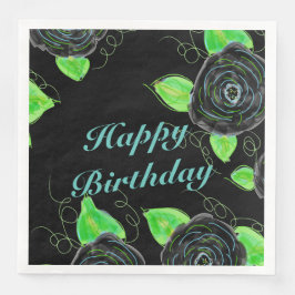 Svartblommade Pappra Party-blöjor Pappersservett