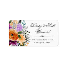 Svartblommor Bröllop i Watercolor Lila Orange