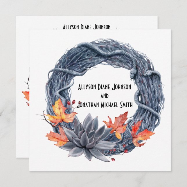 Svartblommor för havskräfta, Bröllop | Inbjudningar (Fram/baksida)