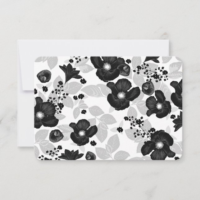 Svartblommor, handwirtten vintage bröllop OSA Kort (Framsida)