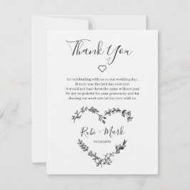 Svartblommor Heart för Bröllop Tack Kort