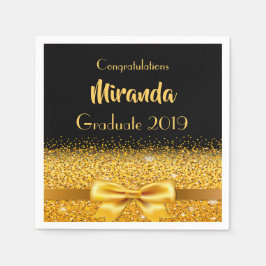 Svartbög för studentfest guld guld pappersservett