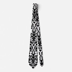 Svartdämpare på vit designer Necktie Slips