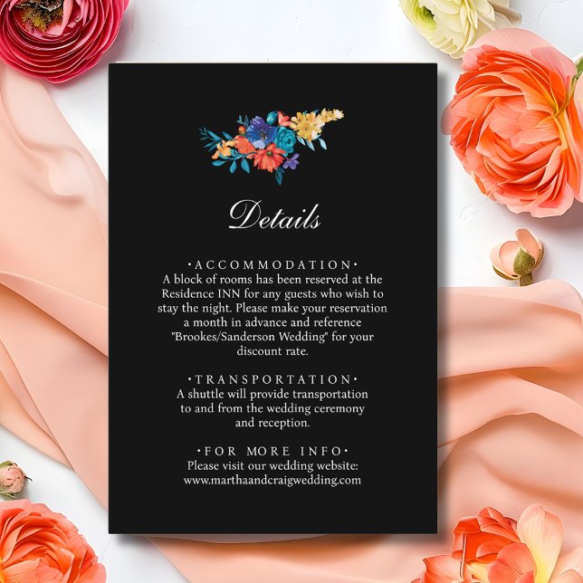 Svartdetaljer om Mexikanska Fiesta Flower Bröllop Tilläggskort (Skapare uppladdad)