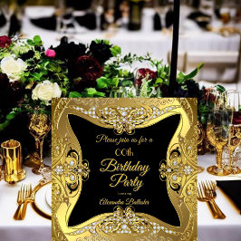 Svartdiamanter elegant födelsedagsfest Guld Inbjudningar