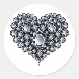 Svartdiamanter Heart Gems Runt Klistermärke