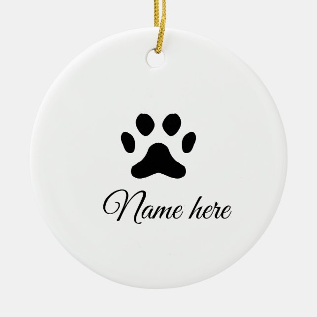 Svartdjuret hund lägger till tass-foto till tass julgransprydnad keramik (Framsidan)