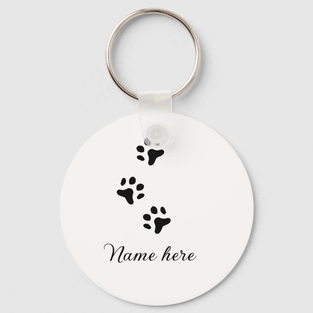 Svartdjuret hund lägger till tass-foto till tass nyckelring (Framsida)