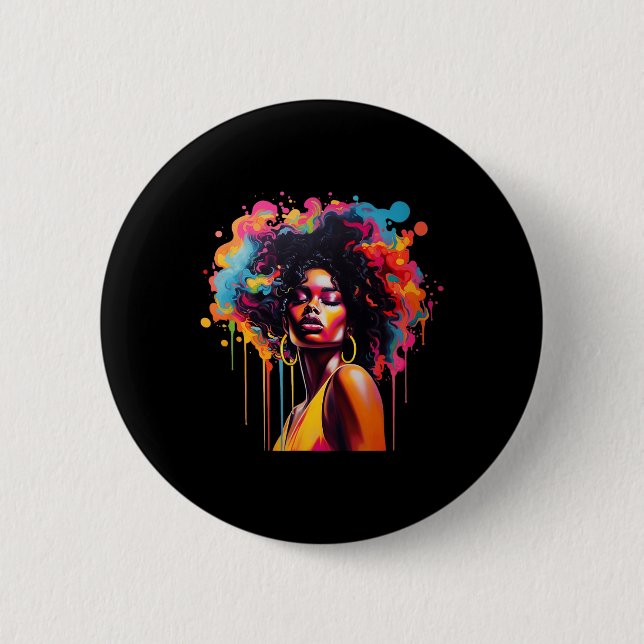 Svartdrottning Afro Melanin-droppar i Afrika Knapp (Framsida)