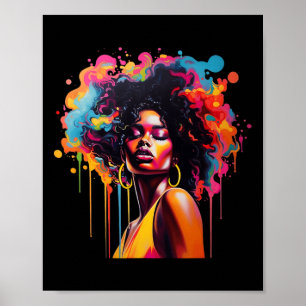 Svartdrottning Afro Melanin-droppar i Afrika Poster