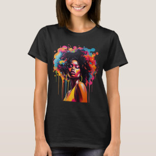 Svartdrottning Afro Melanin-droppar i Afrika T Shirt