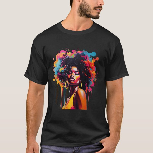 Svartdrottning Afro Melanin-droppar i Afrika T Shirt (Framsida)