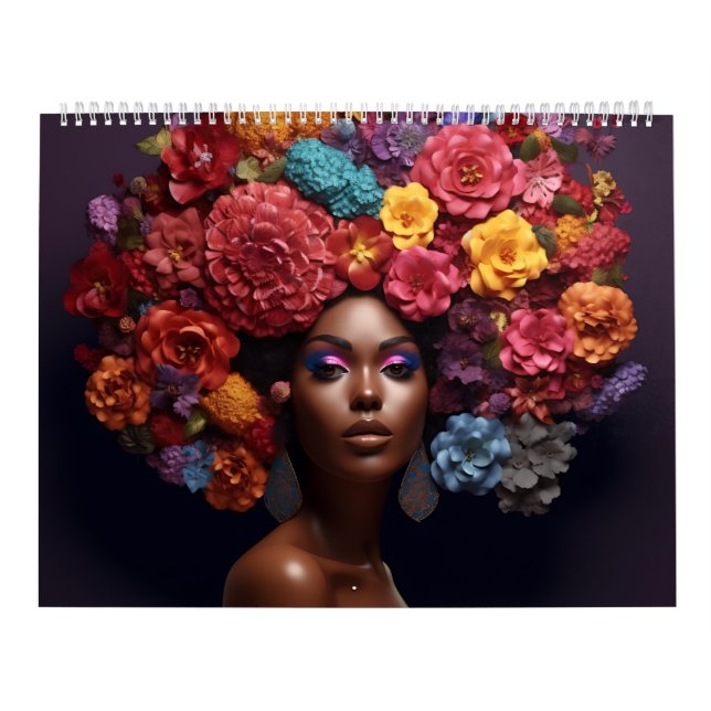 Svartdrottning melanin sista blomkryddkvinna kalender (Omslag)