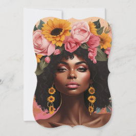Svartdrottningens blommigt afro melanin (honblomma inbjudningar