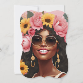 Svartdrottningens blommigt afro melanin (honblomma inbjudningar