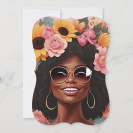 Svartdrottningens blommigt afro melanin (honblomma inbjudningar
