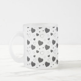 Svartdyna hjärtan, söt romantisk mönster frostad glasmugg