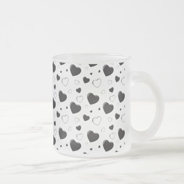 Svartdyna hjärtan, söt romantisk mönster frostad glasmugg (Höger)