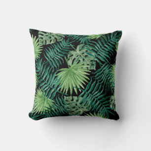 Svartdyna i Handflatan Löv, Tropical Print Cushion Kudde