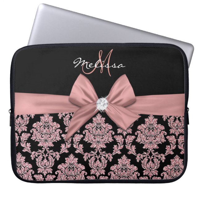 Svartdyna ro, Bow, Diamond, glitter Laptop Sleeve (Framsidan)