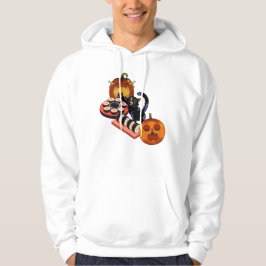 Svarte Kattens Halloween-Sushifirande Hoodie