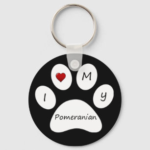 Svarten älskar jag min Pomeranian nyckelring