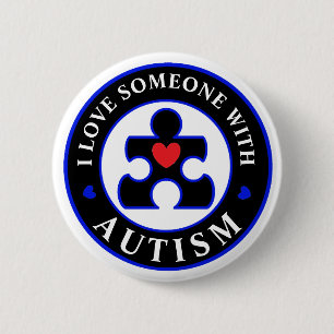 Svarten "älskar jag någon med Autism" klämmer f Knapp