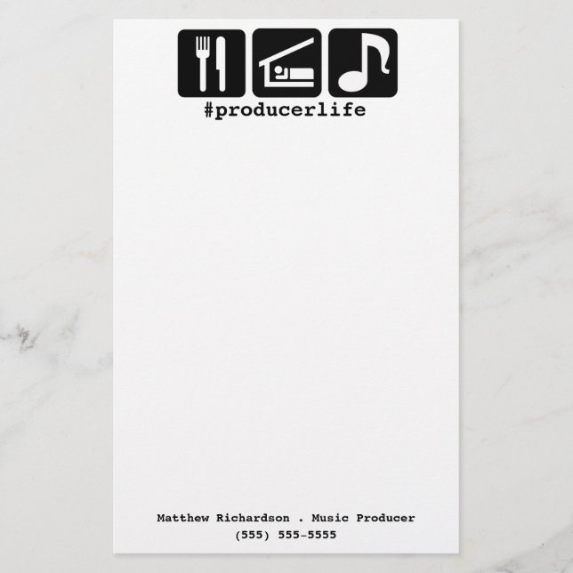 Svarten äter sömnmusiksymboler brevpapper (Framsida)