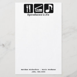 Svarten äter sömnmusiksymboler brevpapper
