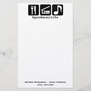 Svarten äter sömnmusiksymboler brevpapper