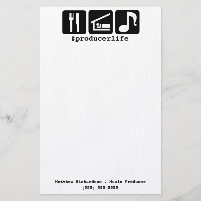 Svarten äter sömnmusiksymboler brevpapper (Framsida)