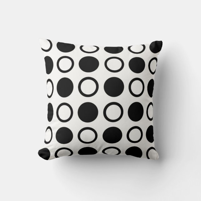 Svarten cirklar och polka dots kudde (Framsida)