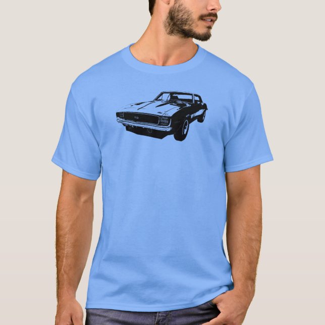 Svarten fodrar konst '69 Camaro SS på den kulöra Tee (Framsida)