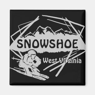 Svarten för SnowshoeWest Virginia grått skidar Magnet