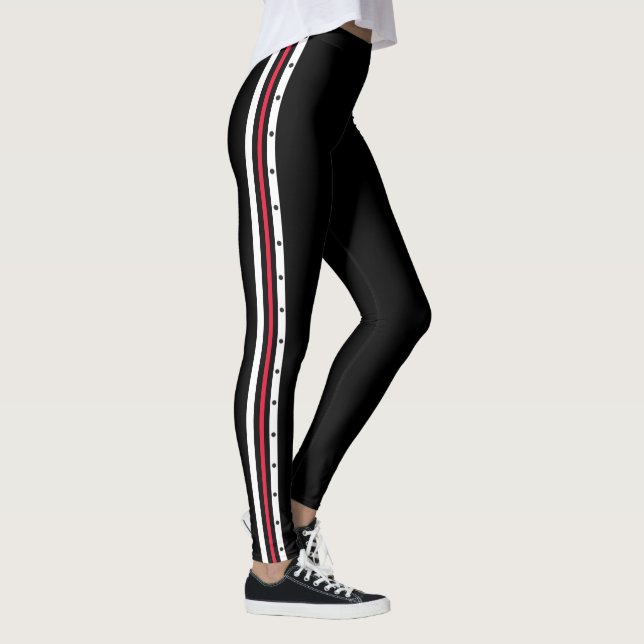 Svarten för vit för moderiktig sidorandmode leggings (Höger)