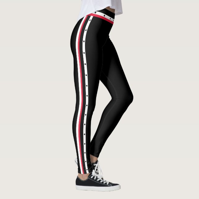 Svarten för vit för moderiktig sidorandmode leggings (Höger)