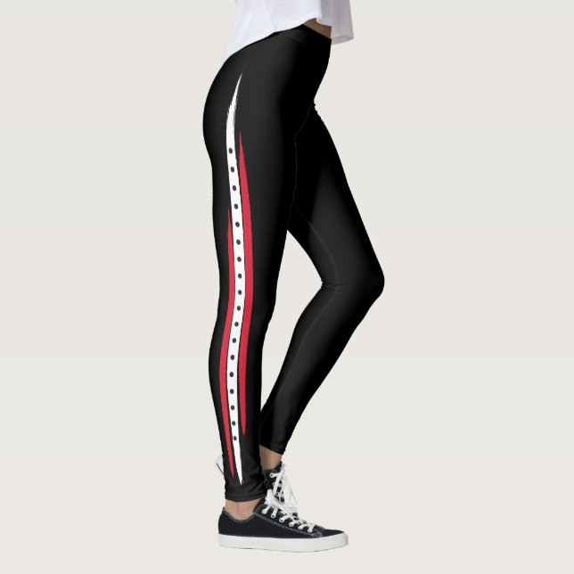 Svarten för vit för moderiktig sidorandmode leggings (Höger)