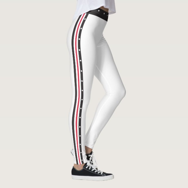 Svarten för vit för moderiktig sidorandmode leggings (Höger)