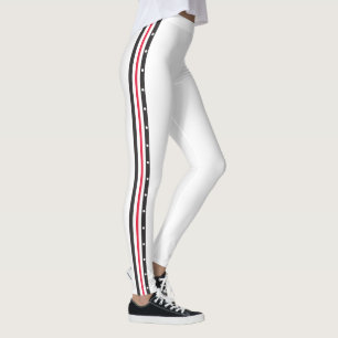 Svarten för vit för moderiktig sidorandmode leggings