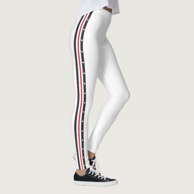 Svarten för vit för moderiktig sidorandmode leggings (Höger)