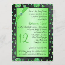 Svarten Glittery Polka för limefrukt pricker bat