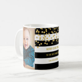 Svarten görar randig bäst pappajul för guld- foto kaffemugg