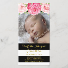 Svarten görar randig den rosa blommatackbaby tack kort