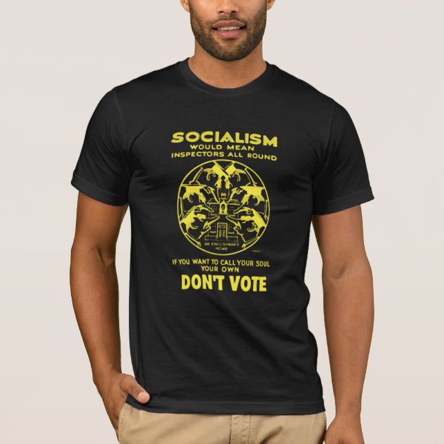 Svarten & gult röstar inte för Socialism T-shirt (Framsida)