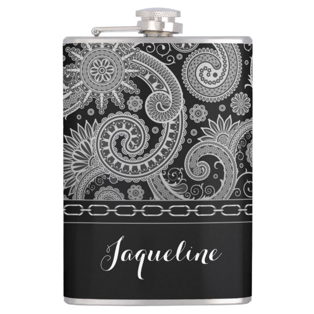 Svarten kedjar Paisley Fickplunta (Framsidan)