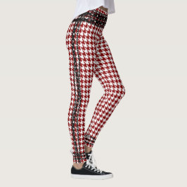 Svarten kedjar välskött röd vit Houndstooth Leggings