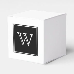Svarten kvadrerar Monogramfavör boxas Presentaskar