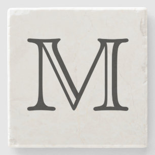 Svarten kvadrerar Monogrampersonlig Underlägg Sten