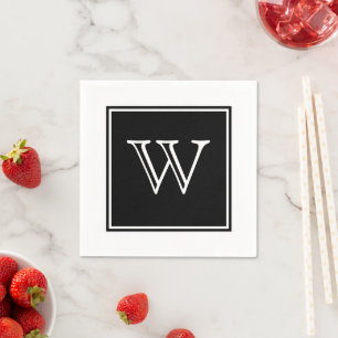 Svarten kvadrerar pappra servetter för Monogram