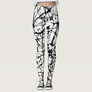Svarten målar Splatterdamasker Leggings